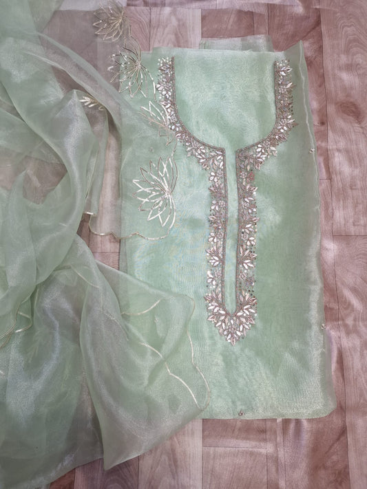 Pure Organza unstitched Suit With Gota Pati Work Dupatta