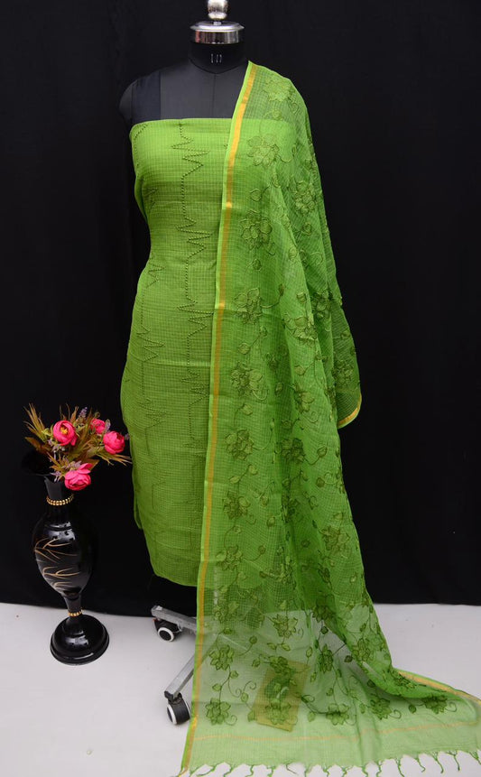 Pure Kota Doriya Suit With Embroidery Work Unstitched Suit