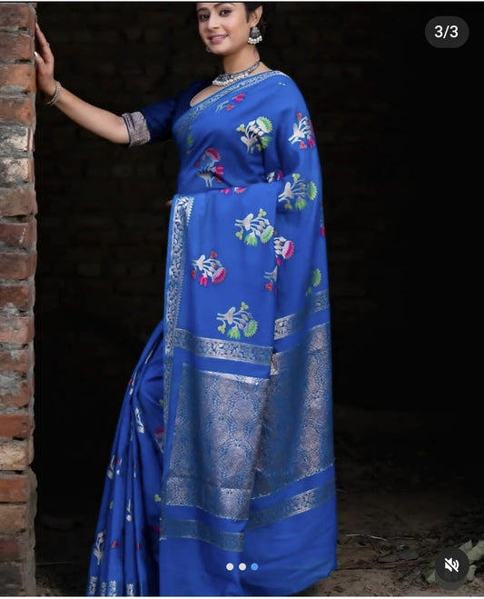 Banarasi Soft Silk Saree With Blouse