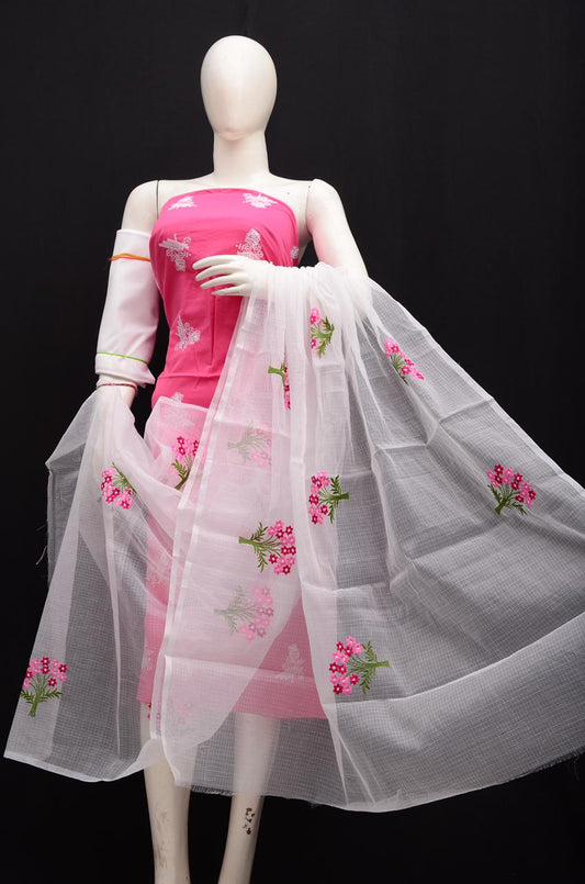Pure Kota Doriya Suit With Embroidery Work Unstitched Suit