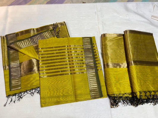 Pure Maheswari Silk Cotton Handwoven Unstitch Suit