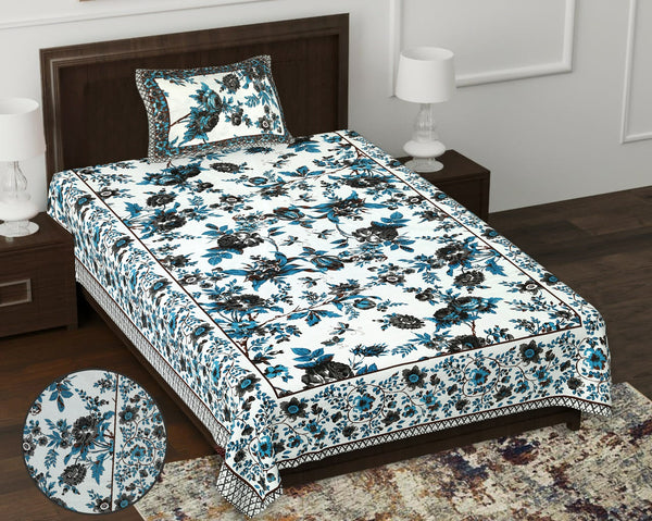 Pure Cotton Digital Print Single Bed Bedsheet With 1 Pillow Cover
