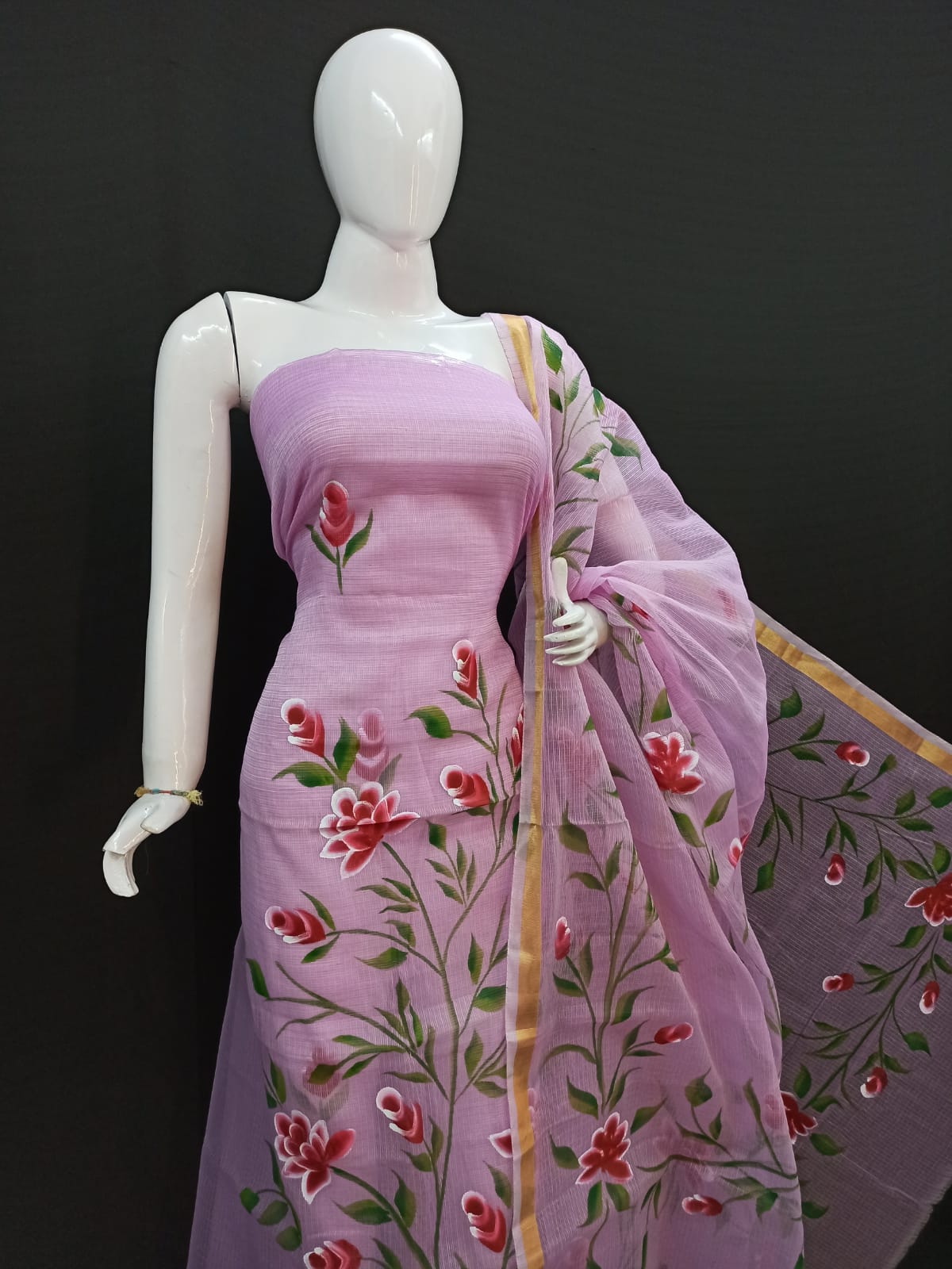 Pure Kota Doriya Suit With Embroidery Work Unstitched Suit