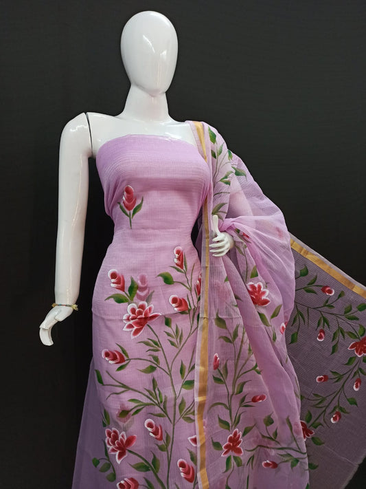 Pure Kota Doriya Suit With Embroidery Work Unstitched Suit
