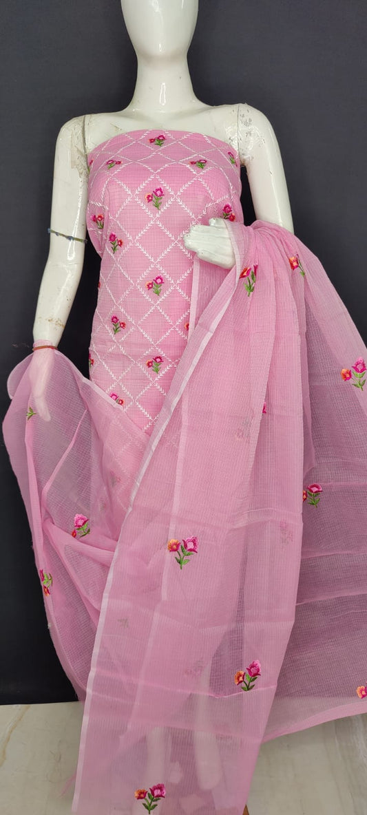 Pure Kota Doriya Suit With Embroidery Work Unstitched Suit