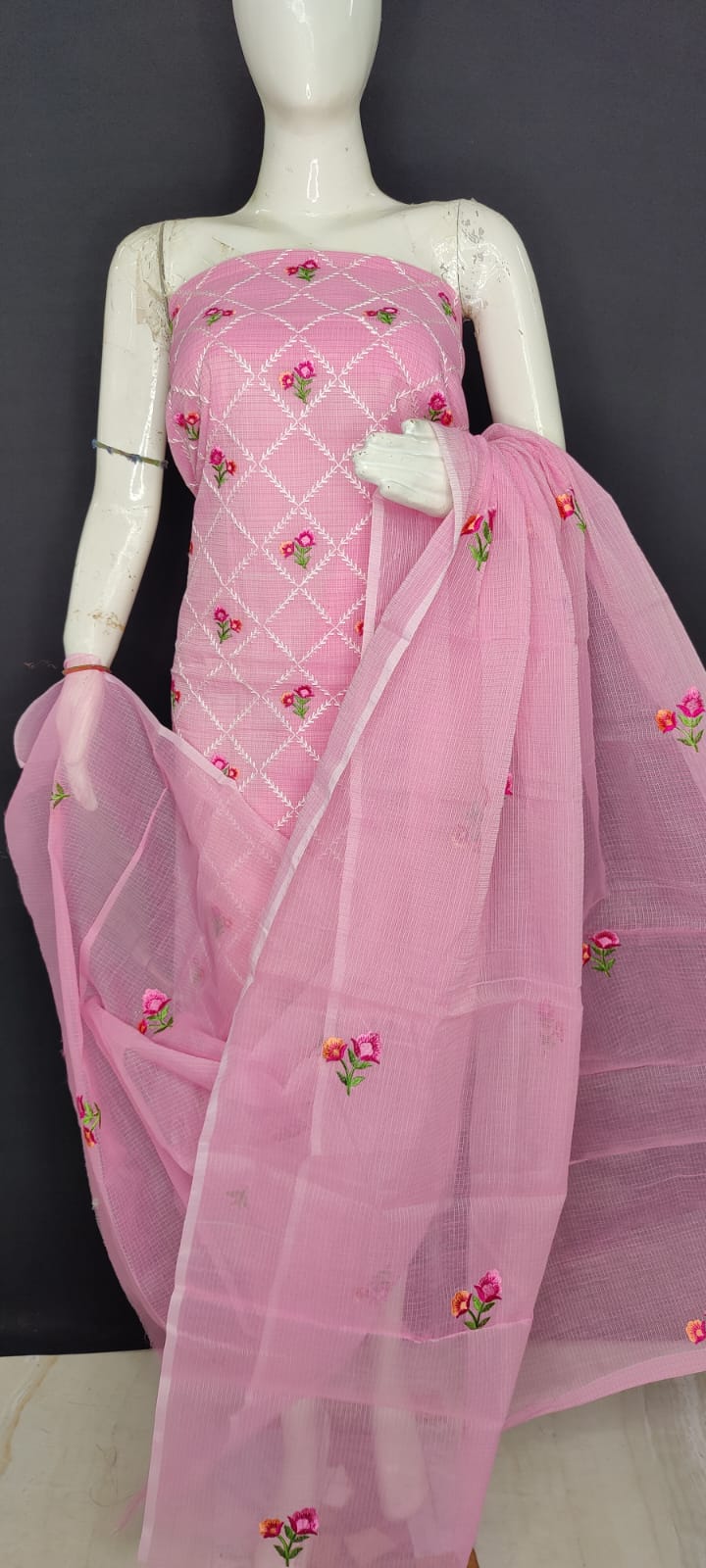 Pure Kota Doriya Suit With Embroidery Work Unstitched Suit