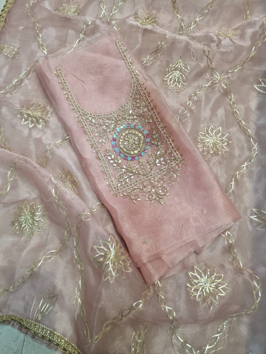 Pure Organza unstitched Suit With Gota Pati Work Dupatta