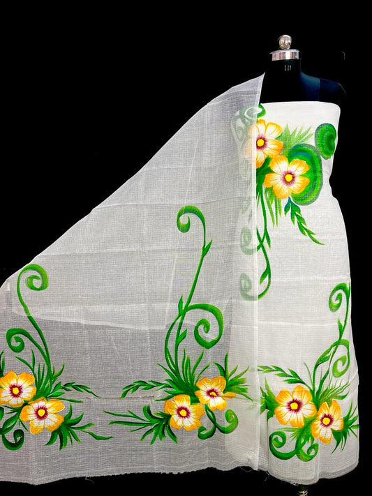 Pure Kota Doriya Suit With Hand Brush Print Unstitched Suit