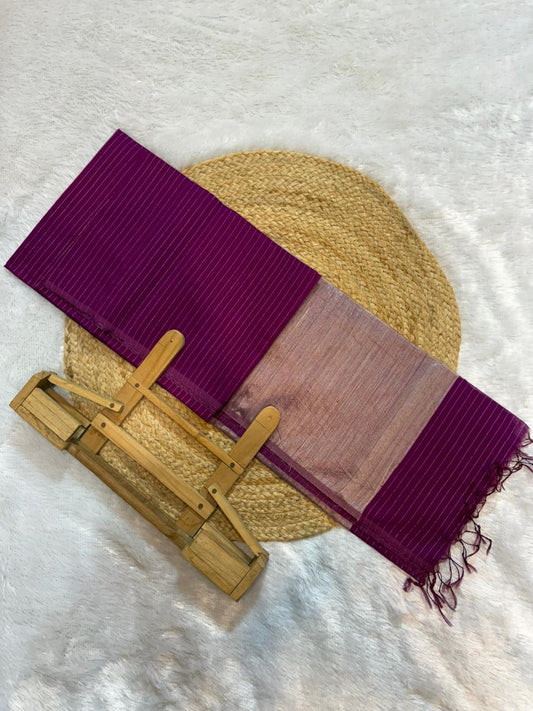 Handloom Maheshwari Silk Saree With Golden Zari Work