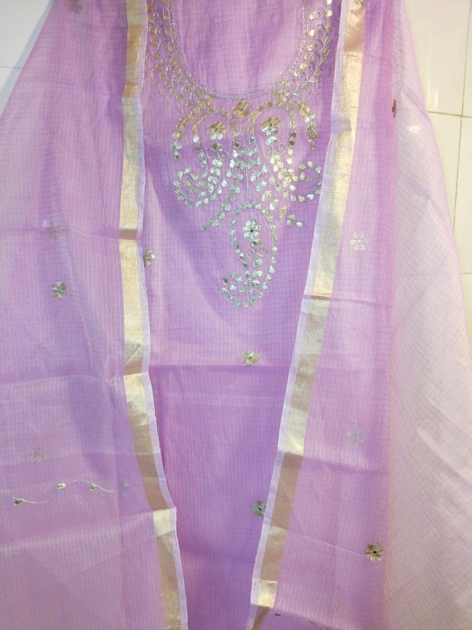 Pure Kota Doriya  Gotta Work Unstitch Suit With Gotta Patti Work Duppata
