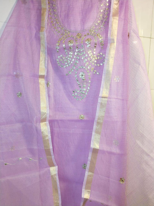 Pure Kota Doriya  Gotta Work Unstitch Suit With Gotta Patti Work Duppata