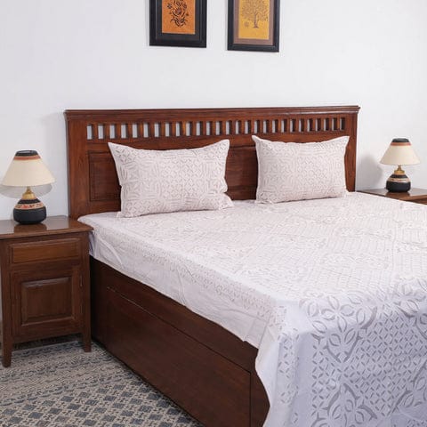 Pure Cotton Applique Work Bedsheet With Pillow