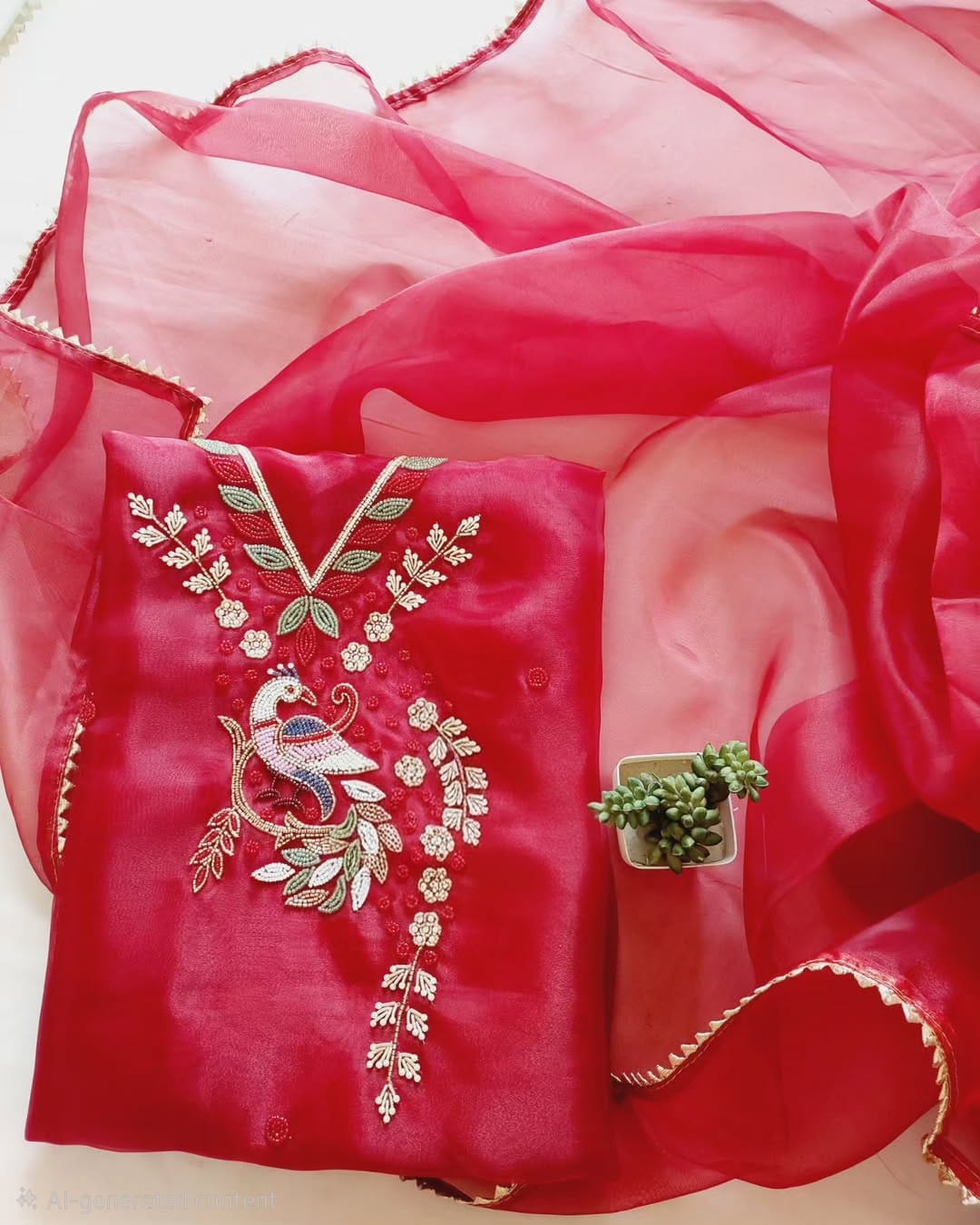 Pure Organza unstitched Suit With Zardozi Work Dupatta