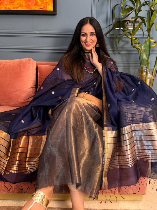 Pure Maheswari Silk Cotton Handwoven Unstitch Suit