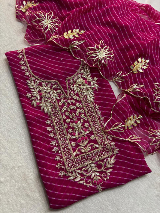 Pure Soft Georgette unstitched suit Zardogi Work With Dupatta