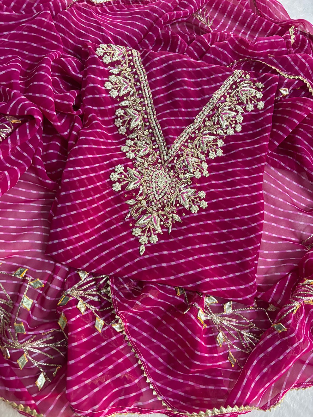 Pure Soft Georgette unstitched suit Zardogi Work With Dupatta