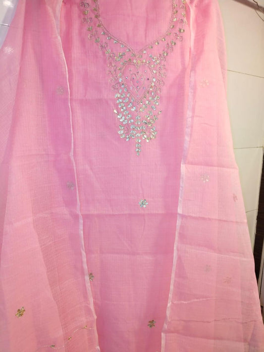 Pure Kota Doriya  Gotta Work Unstitch Suit With Gotta Patti Work Duppata