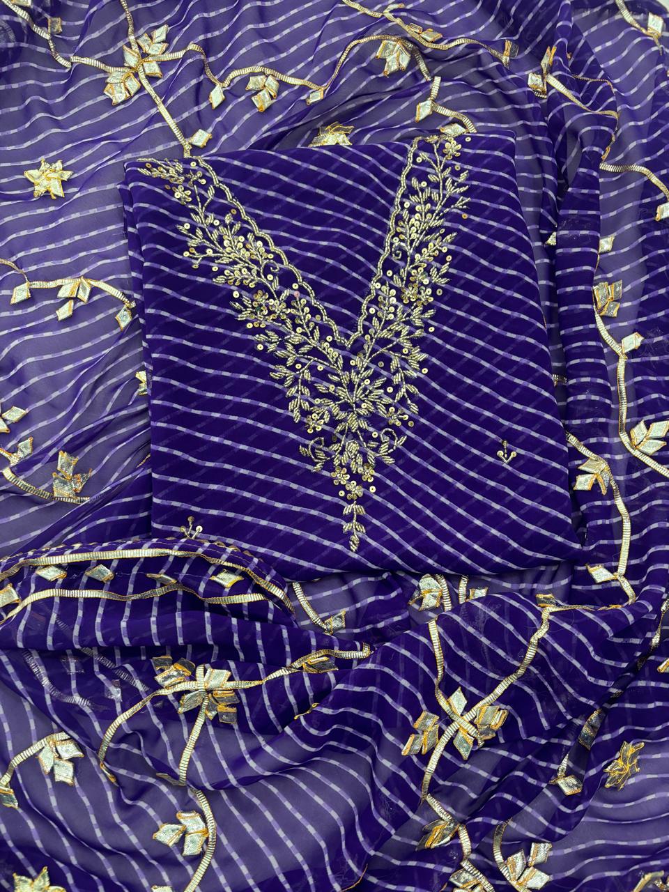 Pure Soft Georgette unstitched suit Zardogi Work With Dupatta