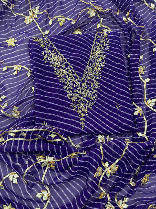 Pure Soft Georgette unstitched suit Zardogi Work With Dupatta