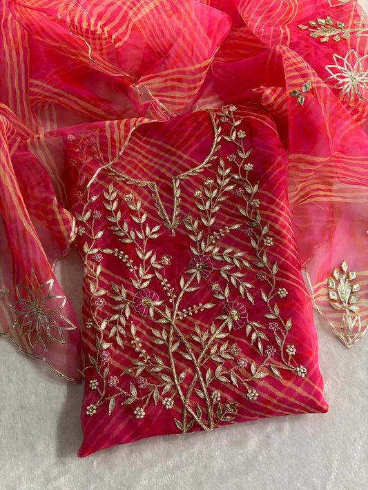 Pure Soft Georgette unstitched suit Zardogi Work With Dupatta