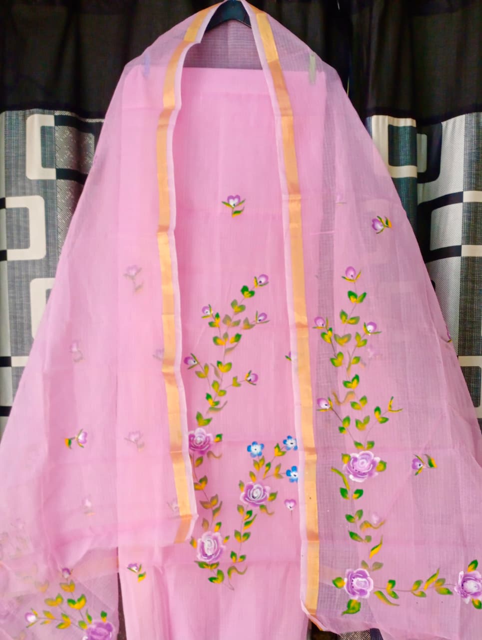 Pure Kota Doriya Suit With Embroidery Work Unstitched Suit