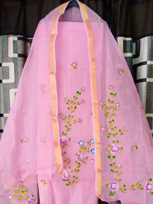 Pure Kota Doriya Suit With Embroidery Work Unstitched Suit
