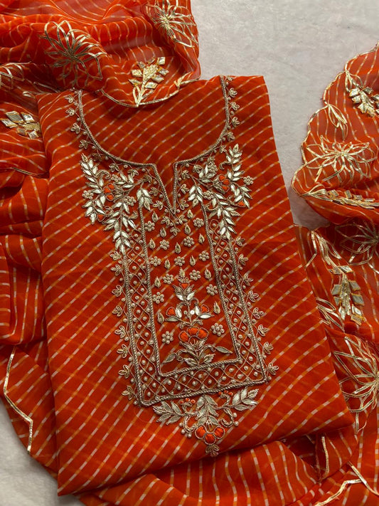Pure Soft Georgette unstitched suit Zardogi Work With Dupatta