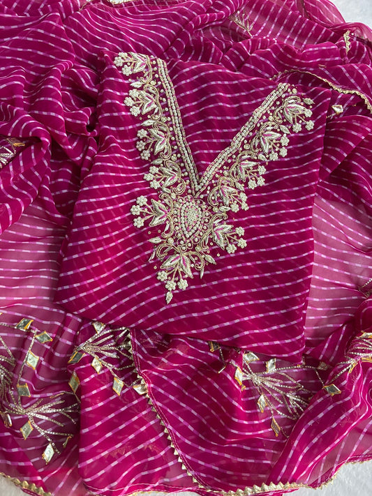 Pure Soft Georgette unstitched suit Zardogi Work With Dupatta