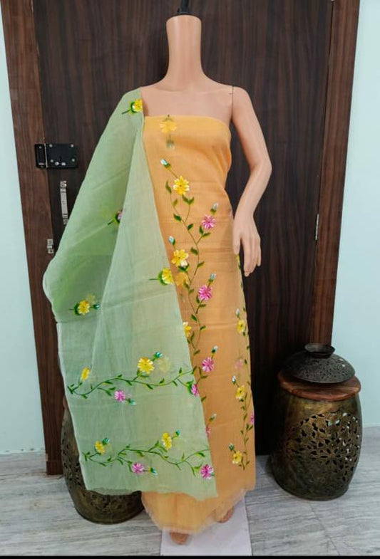 Pure Kota Doriya Suit With Embroidery Work Unstitched Suit