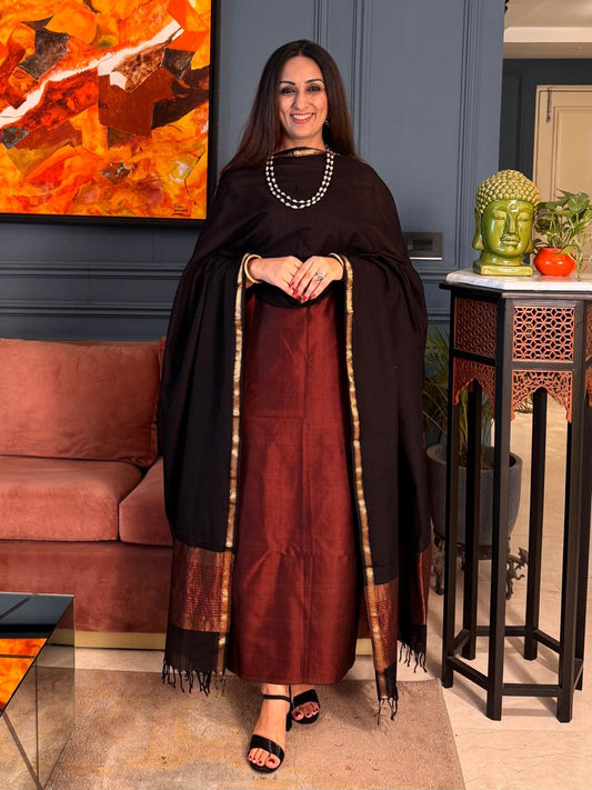 Pure Maheswari Silk Cotton Handwoven Unstitch Suit