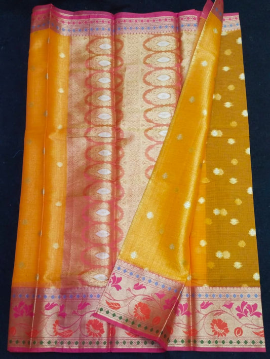 Kota Doria Saree With Silk Digital Print Work