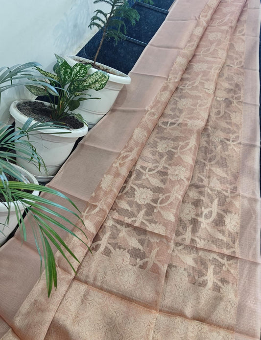 Kota Doria Saree With Tissue Kota Weaving Work