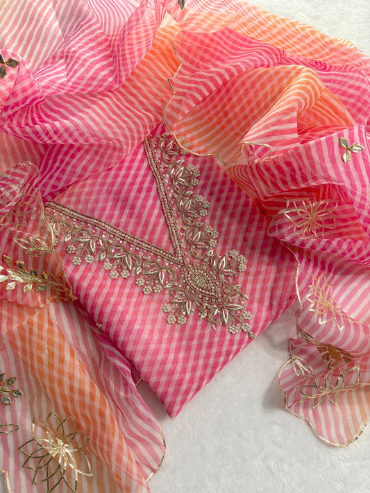 Pure Soft Georgette unstitched suit Zardogi Work With Dupatta