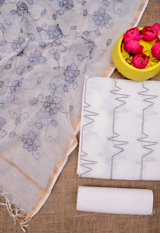 Pure Kota Doriya Suit With Embroidery Work Unstitched Suit