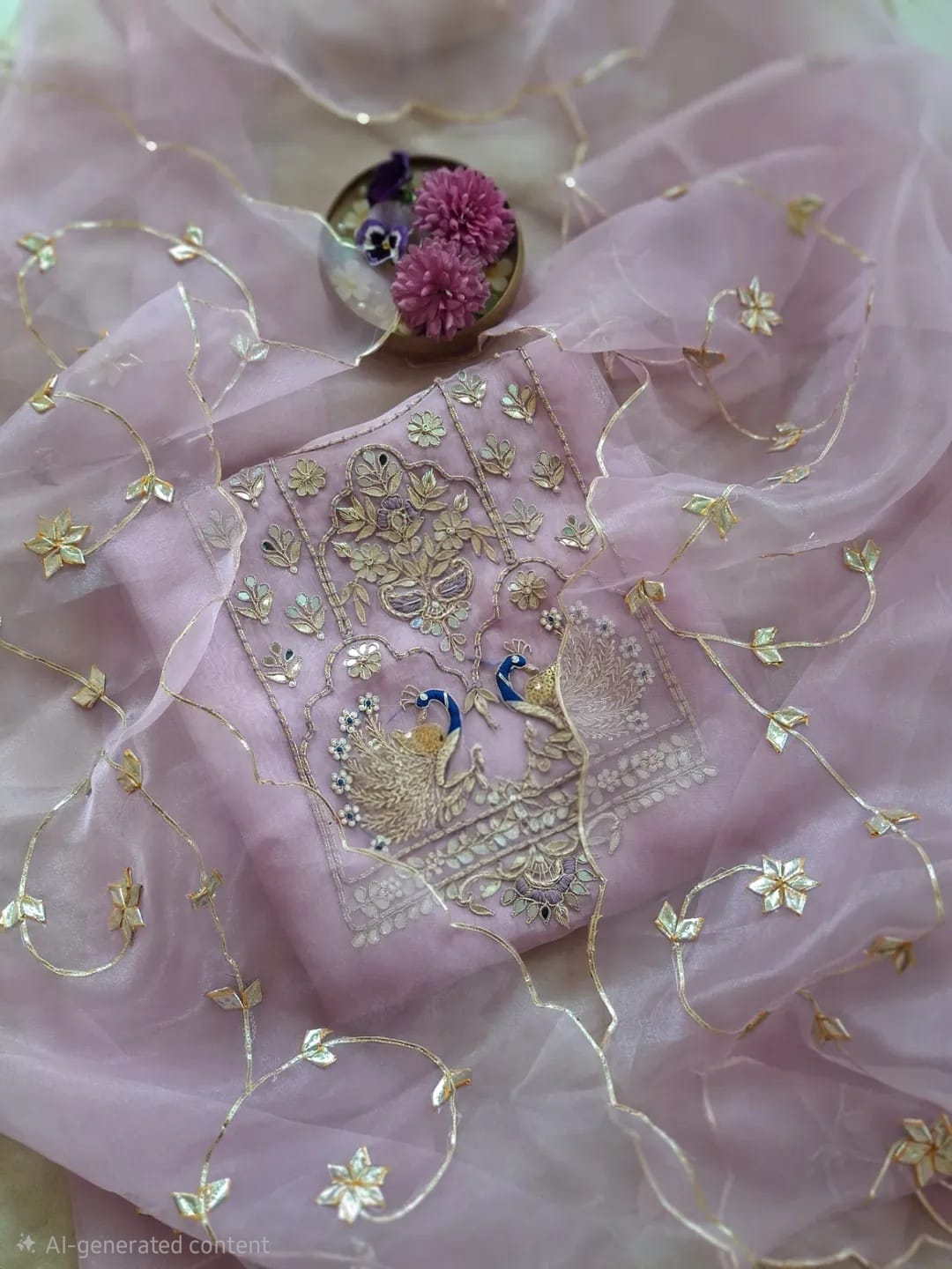 Pure Organza unstitched Suit With Gota Pati Work Dupatta