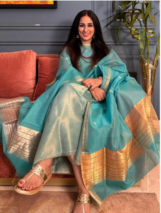 Pure Maheswari Silk Cotton Handwoven Unstitch Suit