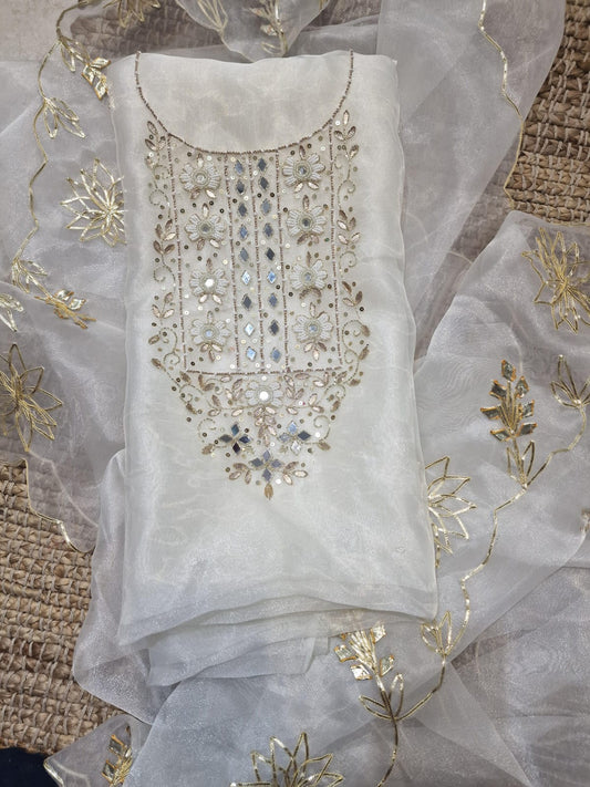 Pure Organza unstitched Suit With Gota Pati Work Dupatta