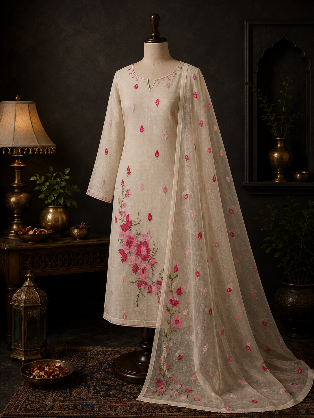 Pure Kota Doriya Suit With Embroidery Work Unstitched Suit