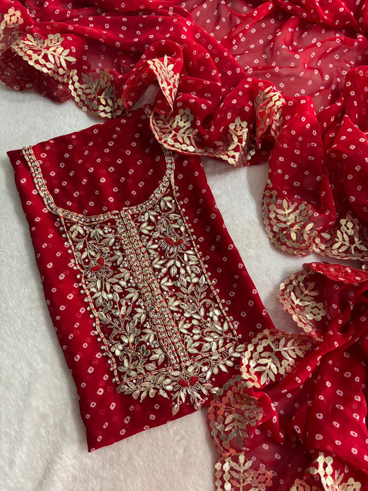 Pure Soft Georgette unstitched suit Zardogi Work With Dupatta