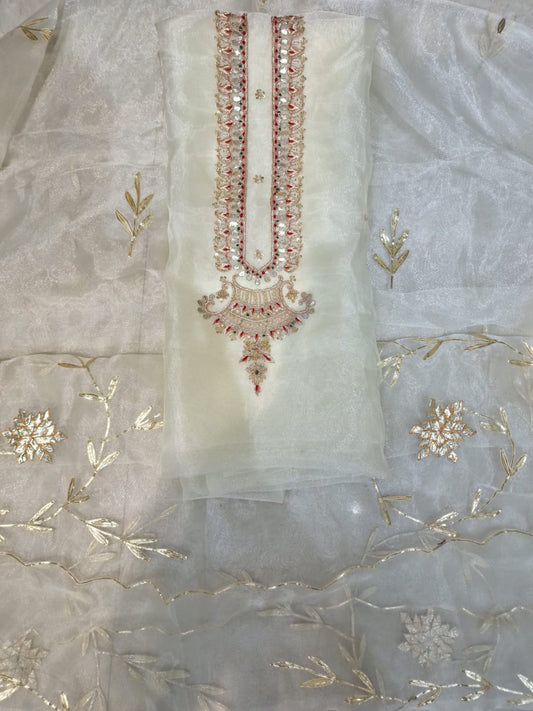 Pure Organza unstitched Suit With Gota Pati Work Dupatta