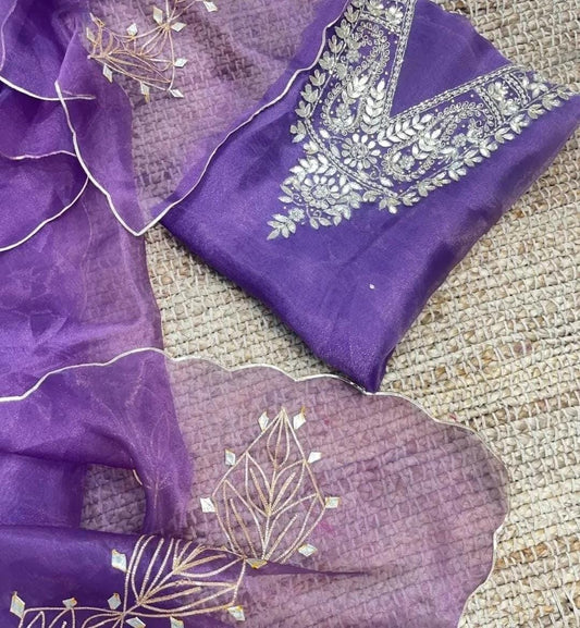 Pure Organza unstitched Suit With Gota Pati Work Dupatta