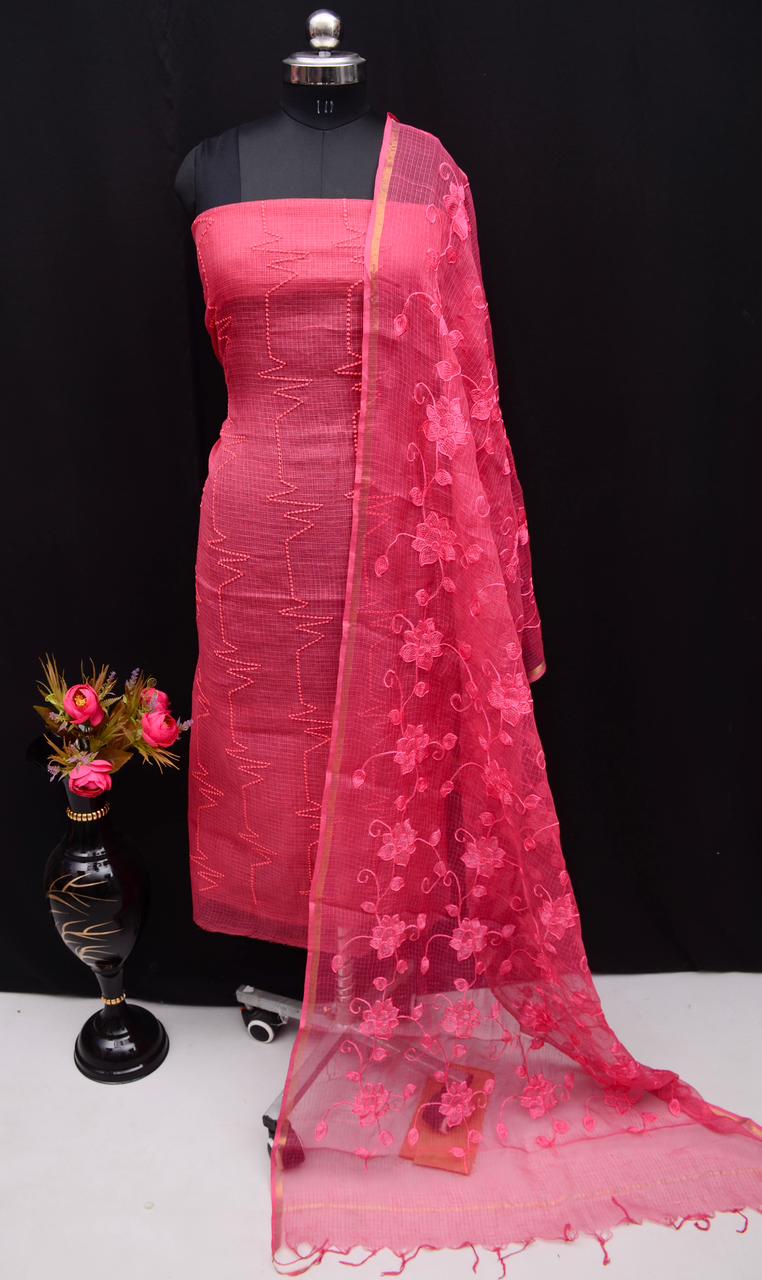 Pure Kota Doriya Suit With Embroidery Work Unstitched Suit
