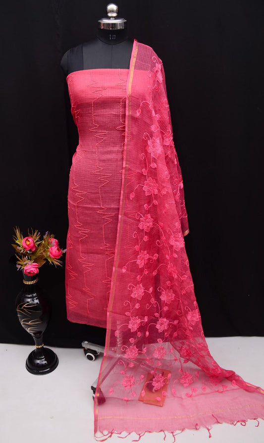 Pure Kota Doriya Suit With Embroidery Work Unstitched Suit