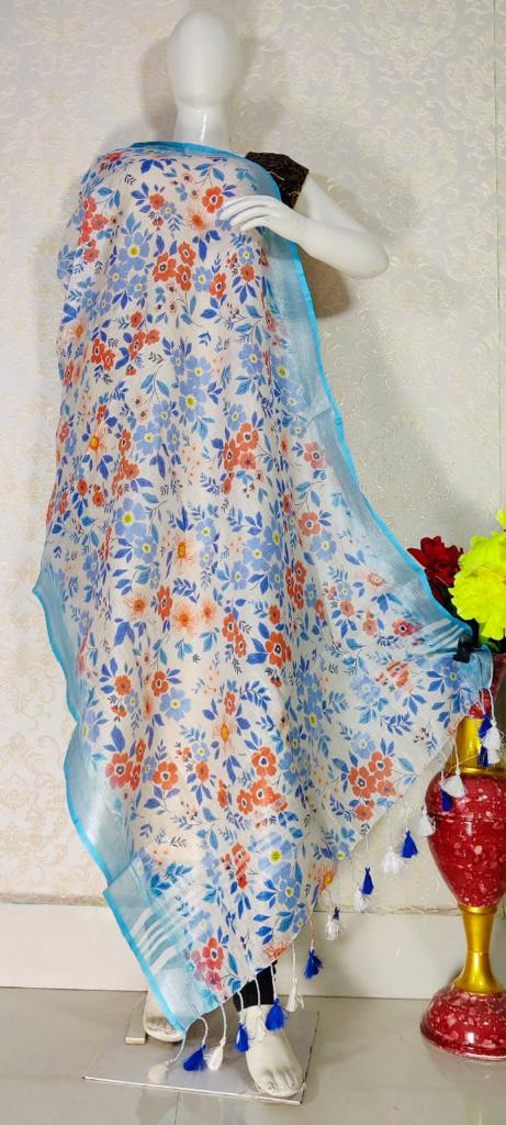 Pure Linen Digital Print Dupatta