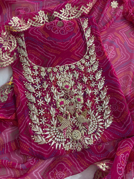 Pure Soft Georgette unstitched suit Zardogi Work With Dupatta