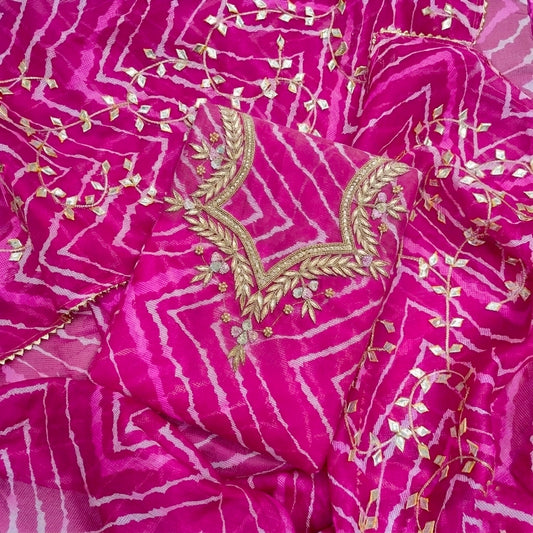 Pure Kota Doriya Lehariya Gotta Work Unstitch Suit With Lehariya Gotta Patti Work Duppata (Copy)