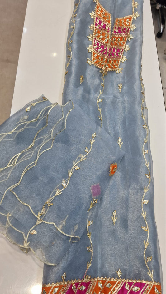 Pure Organza unstitched Suit With Gota Pati Work Dupatta