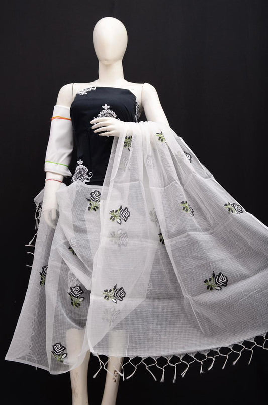 Pure Kota Doriya Suit With Embroidery Work Unstitched Suit