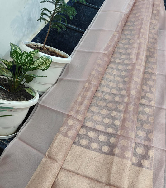 Kota Doria Saree With Tissue Kota Weaving Work