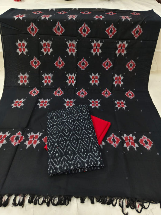 Pure Mercerised Cotton Doubel Ikkat Unstitched Suit With Mercerised Ikkat Cotton Dupatta